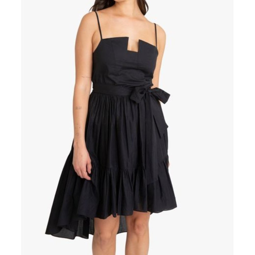 Black Halo Lena High-Low Notch Neck Cotton Dress medium